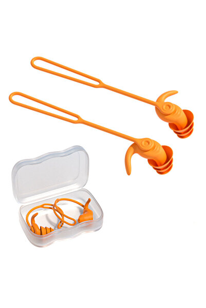 Choice سدادات أذن برتقالية اللون ثلاثية الطبقات عازلة للصوت للسباحة مع حزام ح...