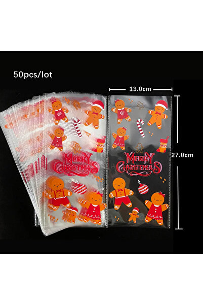 Choice 50pcs 13x27cm E only bags 50pcs Christmas Transparent Plastic Gift Bag...