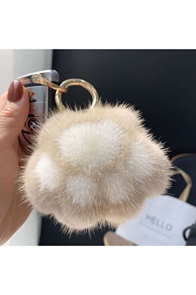 Choice E Cat Paw Pendant Keychain Couple Keychain Fluffy Faux Fur Keychain Ch...