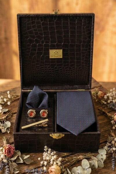 Kravatkolik Black Men's Gift Box - Tie Cufflink Tie Clip Kmk144
