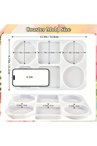 Choice Irregular-shaped coa 1pc- Ultra-deep resin coaster mold, large coaster...