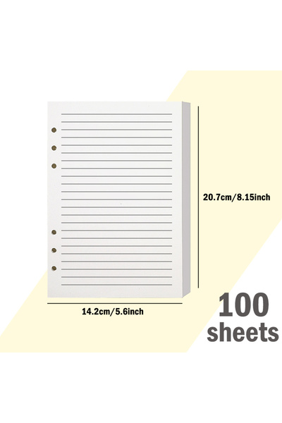 Choice ١٠٠ ورقة بيضاء من ورق A5 بستة ثقوب، ورق كرافت ملون بخطوط أفقية، دفتر م...