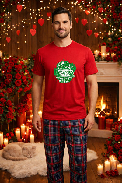 MVRDAR Set pijamale barbati bumbac Colectia Valentine's Day, Dragobete