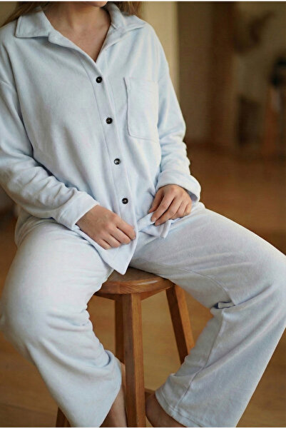 Motif Mağaza Дамски пижамен комплект от памук с дълги ръкави и джобове