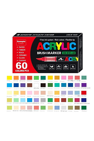 Choice أقلام طلاء أكريليك برأس فرشاة، متوفرة بـ 60 لونًا و12-120 لونًا، مناسب...