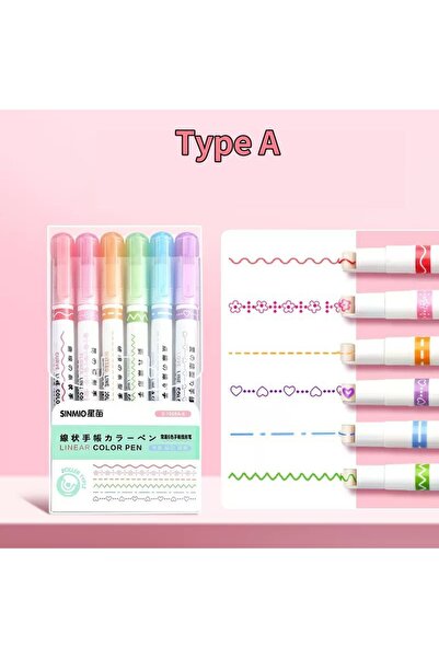 Choice 6pcs 6/3pcs Flower Shape Outline Pens Highlighter Marker Curve Roller ...