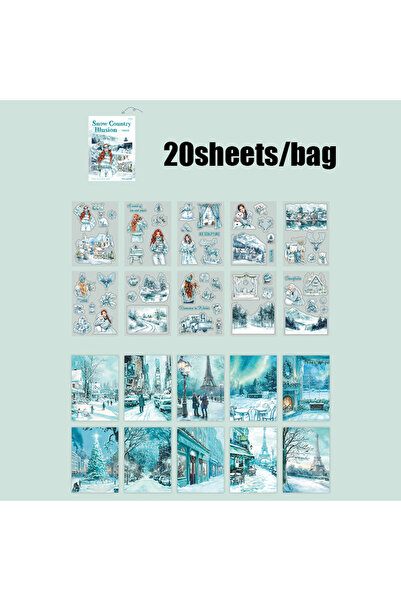 Choice3 S29516-1 كتاب ملصقات مكون من 20 قطعة، بتصميم شتوي خيالي، يصور مشهداً ...