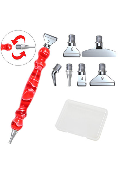 Choice D Red 6 Metal Resin Diamond Paint Brush Kit with 6 Interchangeable Tip...