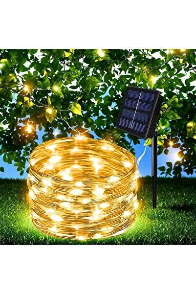 Choice سلسلة إضاءة خارجية تعمل بالطاقة الشمسية، بطول 33 مترًا، تحتوي على 300 ...