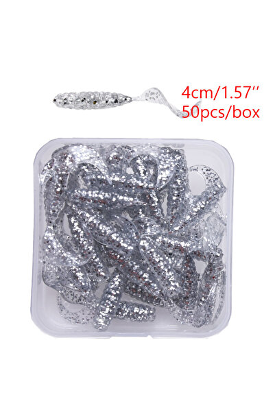 Choice 50pieces a box transparant Mrlurion 4cm soft artificial worm grub lure...