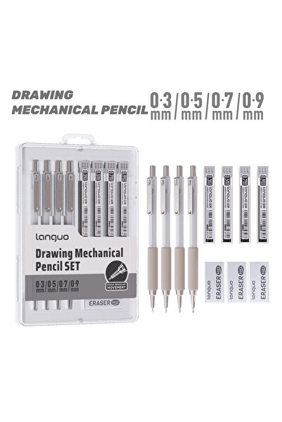 Choice مجموعة أقلام رصاص ميكانيكية معدنية بأحجام 0.3-0.5-0.7-0.9 مم، 4 أقلام ...