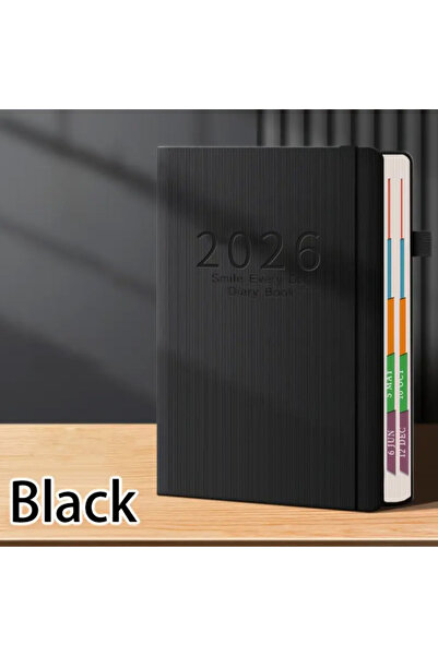 Choice دفتر أجندة محمول A5 أسود اللون، مصنوع من جلد صناعي محكم، دفتر تقويم با...