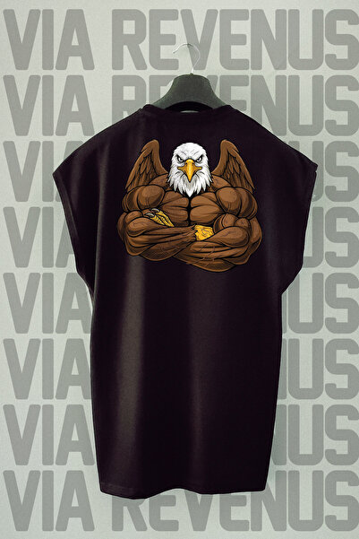 Vordevia Αθλητικό μπλουζάκι Gym Eagle Back με τύπωμα Zero Sleeve 100% βαμβακερό