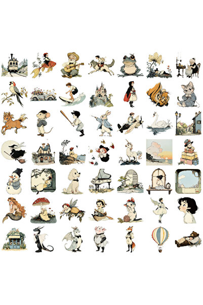 Choice مجموعة ملصقات كرتونية شفافة للأطفال، 50 قطعة - مصنوعة من مادة PET مقاو...