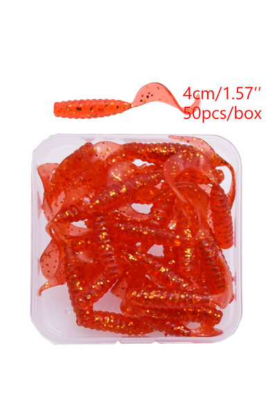 Choice ٥٠ قطعة في العلبة من طُعم دودة صناعية ناعمة حمراء من نوع Mrlurion، طول...