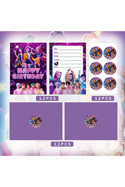 Choice KPop Demon Hunters 12pcs KPop Demon Hunters Party Invitation Card Anim...