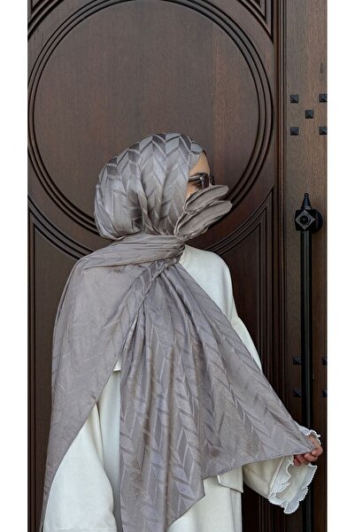 Qalortex Scarf Cotton Herringbone Jacquard Shawl-Anthracite