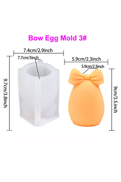 choice2 Bow Egg Mold 3 3D Easter Bow Egg Silicone Candle Mold DIY Bunny Egg C...