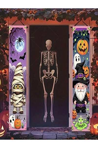 Choice 180-30cm DDLN-15103 2pcs/Set Halloween Themed Porch Banner Cartoon Mum...