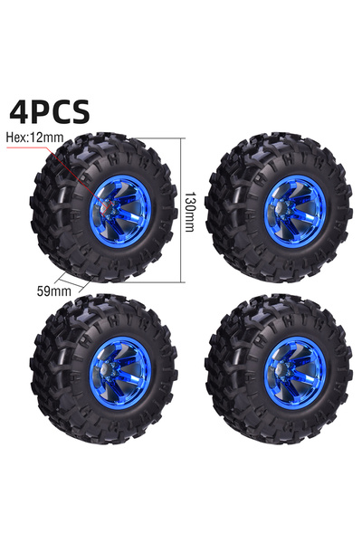 Choice إطارات عجلات Type3 مقاس 130 مم (59 مم) - 4 قطع - محور 12 مم - مقاس 1/1...