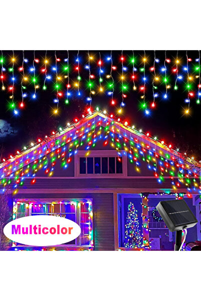 Choice أضواء جليدية خارجية تعمل بالطاقة الشمسية متعددة الألوان بطول 3.5 متر و...