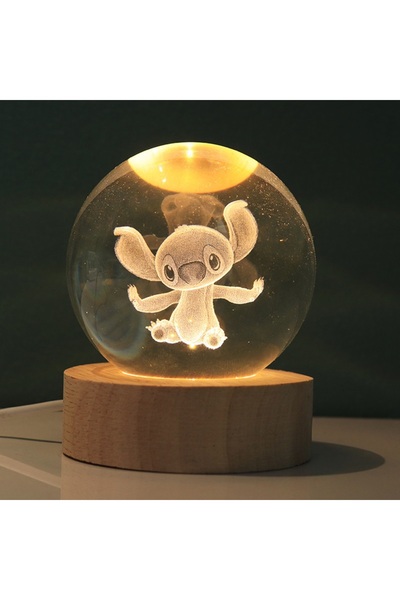 choice2 One Size sitting posture Stitch cartoon crystal ball glowing， 3D carv...