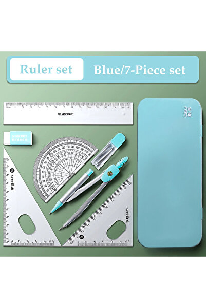 Choice Blue A 7Pcs Back to School Math Geometry Set, Multi-Function Drawing T...