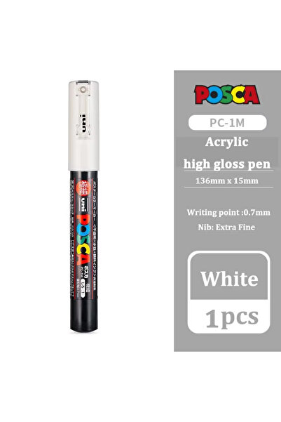 Choice قلم تحديد أكريليك أبيض وأسود وأحمر من UNI POSCA، مناسب للرسم على ملصقا...