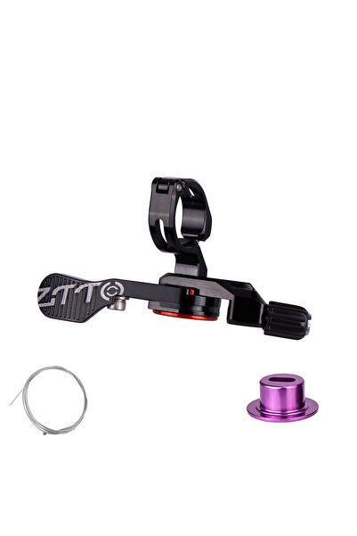 ZTTO مقبض عمود مقعد دراجة جبلية بنفسجي قابل للتعديل، ذراع تحكم عن بعد، محمل مقود