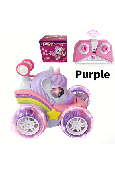 Choice سيارة تحكم عن بعد على شكل وحيد القرن أرجواني للبنات، سيارات دوارة 360 ...