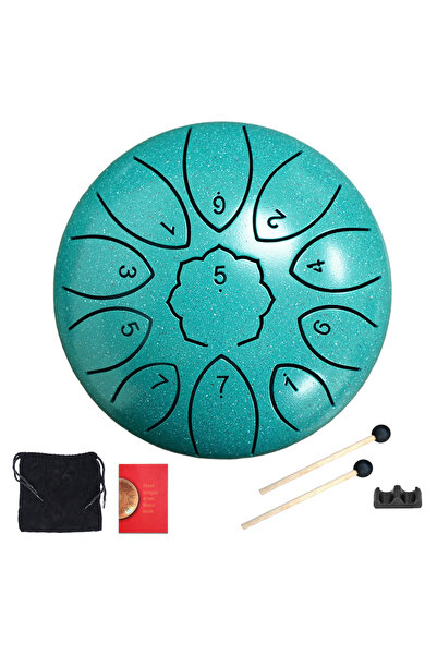 Choice طقم هدايا طبلة لسان فولاذية خضراء مقاس 6 بوصات، 11 نغمة، طبلة مطر، أدا...