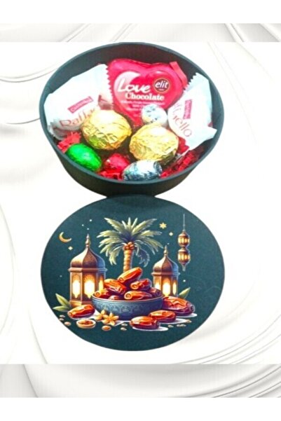 LADİJİTAL BASKI ÇÖZÜMLERİ Ramazan'a Özel Baskılı Yuvarlak Kutu Içinde Çikolat...