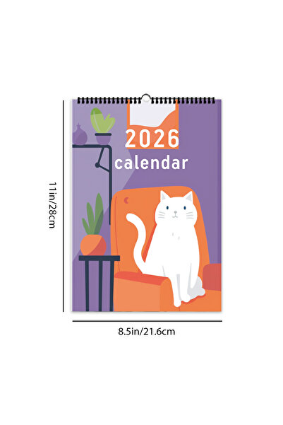 Choice 1pc 1pc 2026 Wall Calendar, Abstract Geometric Cat Design,12 Months Mo...