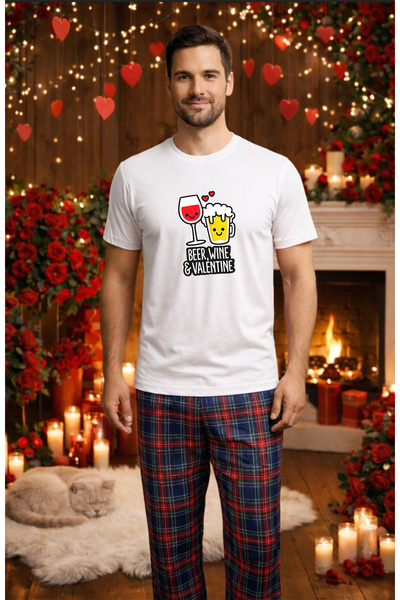 MVRDAR Σετ ανδρικής βαμβακερής πιτζάμας για την Ημέρα του Αγίου Βαλεντίνου, D...