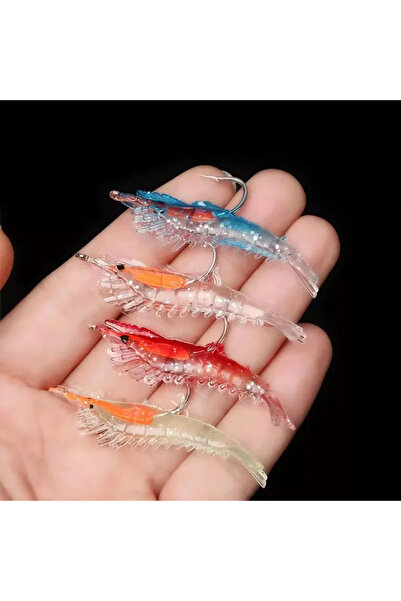 Choice حوالي 60 مم، 4 قطع مختلطة، طعم صناعي ناعم على شكل روبيان مضيء، طعم صيد...