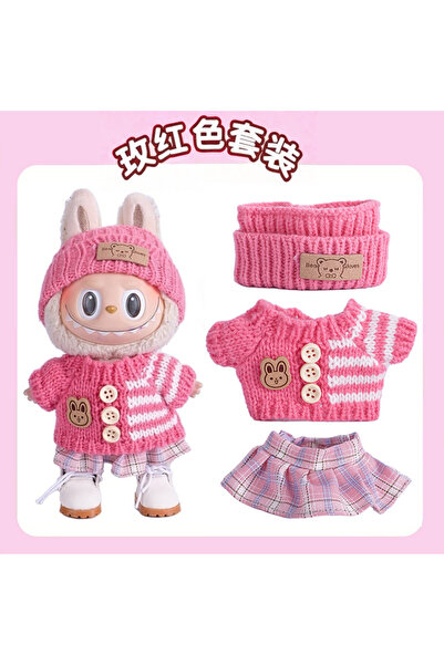 Choice طقم ملابس وردي أحمر لطيف بطول 17 سم لدمية لابوبو، يتضمن سترة وأحذية وإ...