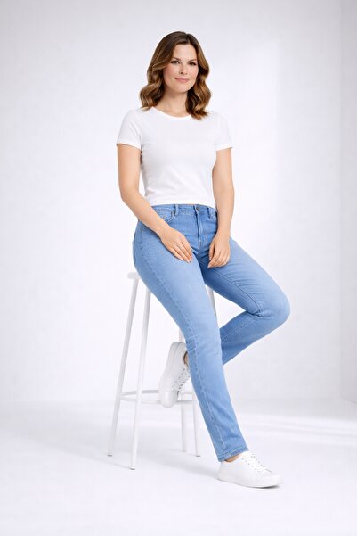 Şans Жіночі джинси великого розміру, сині, з еластаном, 5 кишень, висока талі...