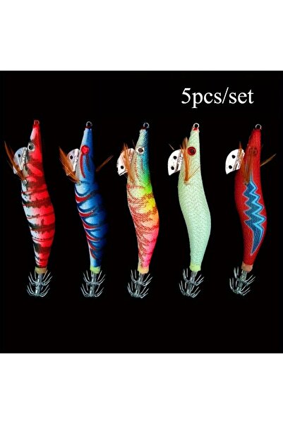 Choice 5pcs Ackibbik 5pcs/set 10cm/ 12.3g Luminous Squid Jig Hook Shrimp Praw...