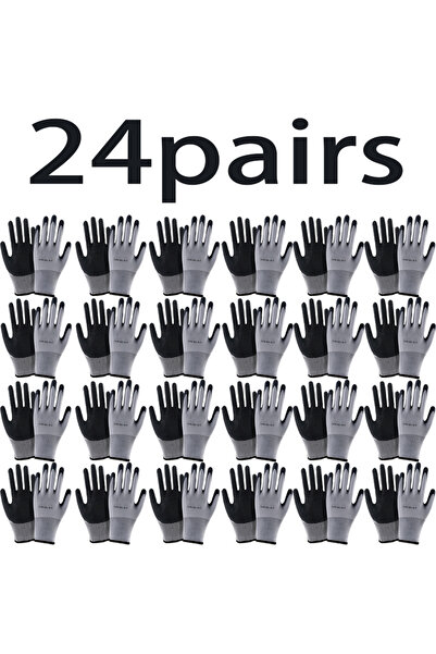 Choice قفازات عمل آمنة رمادية داكنة - 24 زوجًا (12/24 زوجًا)، مناسبة للرجال و...