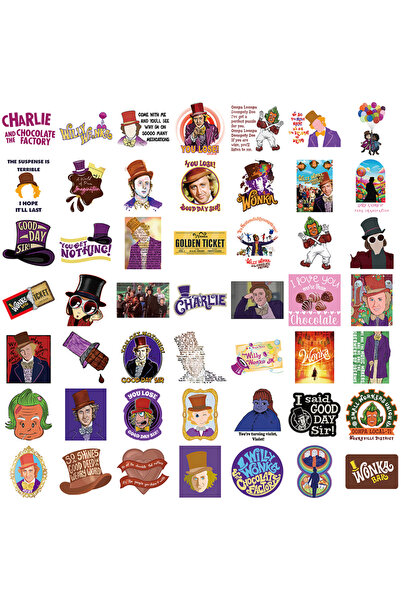 Choice ٥٠ قطعة من ملصقات تشارلي ومصنع الشوكولاتة، ملصقات يمكنك تركيبها بنفسك ...
