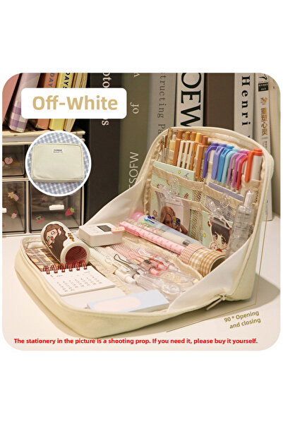 Choice Beige 90°opening Multi-layer Pencil Case Student Stationery Storage Ar...