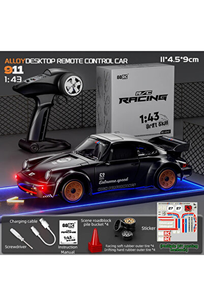 Choice سيارة سباق دريفت سوداء تعمل بالتحكم عن بعد بمقياس 1:43 مزودة بجيروسكوب...