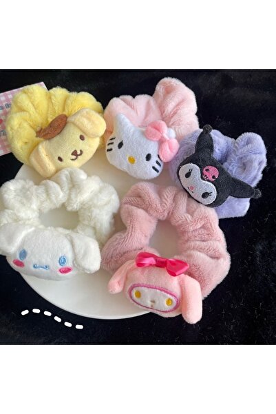 Choice 1 مجموعة من 5 قطع من ربطات الشعر القطيفة من سانريو هيلو كيتي، إكسسوارا...