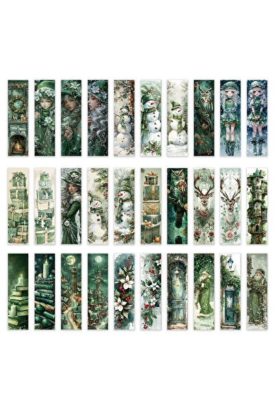 Choice مجموعة متنوعة الألوان من 32 قطعة، فواصل كتب خضراء لعيد الميلاد، مناسبة...