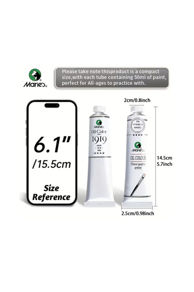 Maries ألوان ماري للرسم الزيتي، لون أبيض تيتانيوم، 50 مل