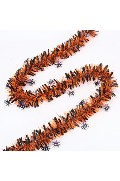 Choice قلادة إكليل هالوين برتقالية اللون بطول 2 متر، مزينة بخفاش وقرع بلاستيك...