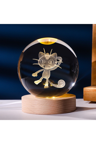 Choice19 Meowth Pokemon 6cm 3D Crystal Ball Gengar Pikachu Rayquaza Planet Ni...
