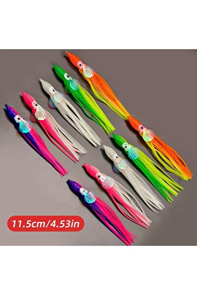 Choice 648-10 قطع-12 سم ANFS10 قطع طُعم صيد على شكل تنورة حبار مضيئة في الظلا...