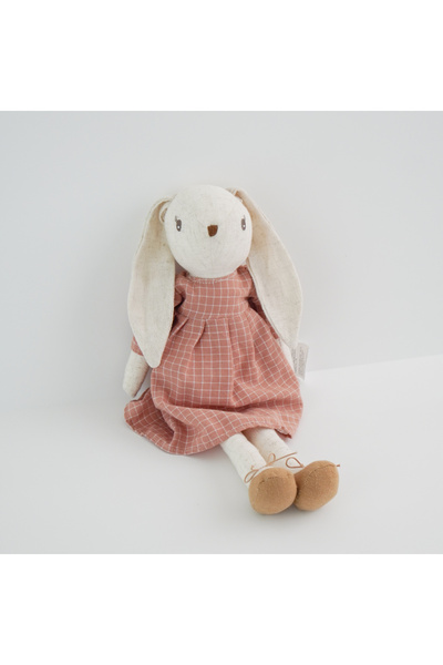 Choice دمية أرنب بفستان وردي، قطعة واحدة، ديكور غرفة أطفال، دمى أرنب بملابس ع...