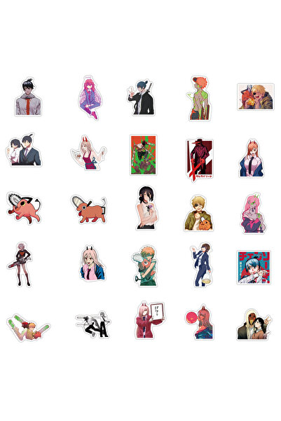 Choice 50 قطعة من ملصقات جرافيتي أنمي رجل المنشار - ملصقات مقاومة للماء للأمت...